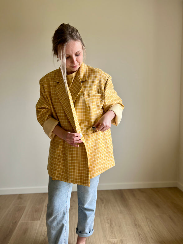 Oversized Checked Blazer yellow