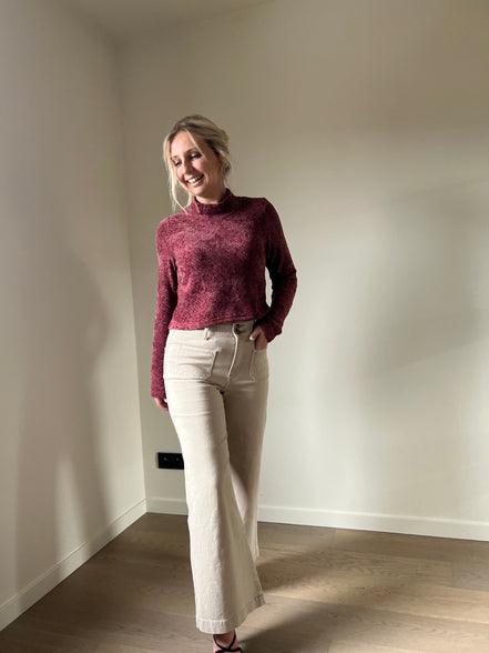 Cropped wijde broek beige