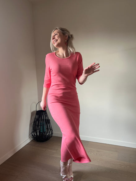 Coral ribbed dress