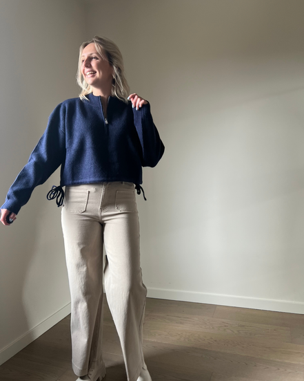 Cropped wijde broek beige