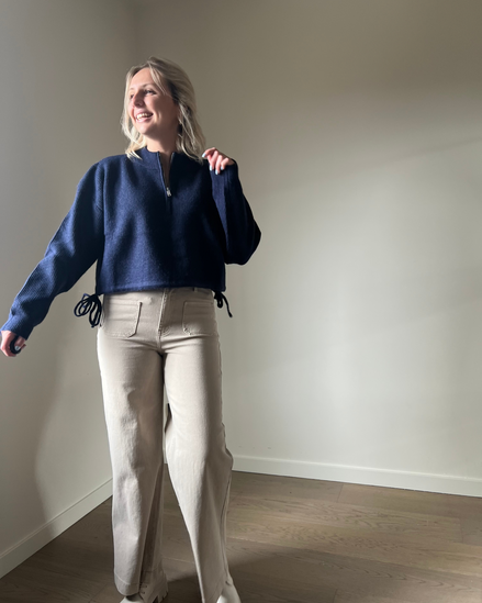 Cropped wijde broek beige