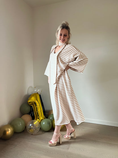 Striped dress beige