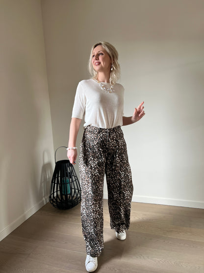 Leopard wide pants