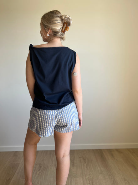 Vichy bow skort blue
