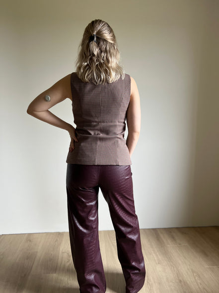 Faux leren broek bordeaux