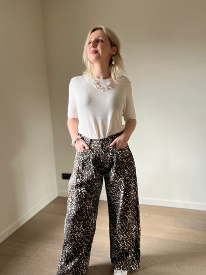 Leopard wide pants