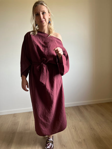 Burgundy wrapped dress