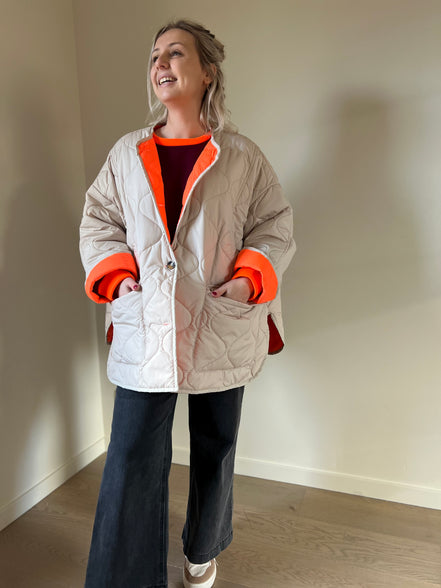 Fluo jasje beige/oranje