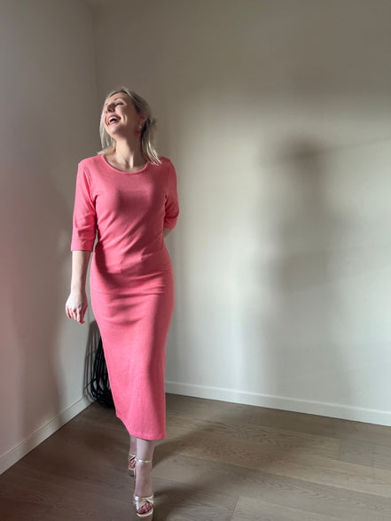Coral ribbed dress