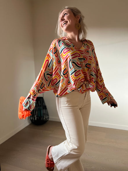 Louise cropped flaire broek ecru