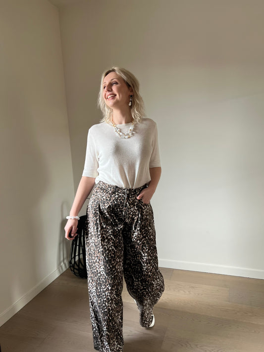 Leopard wide pants