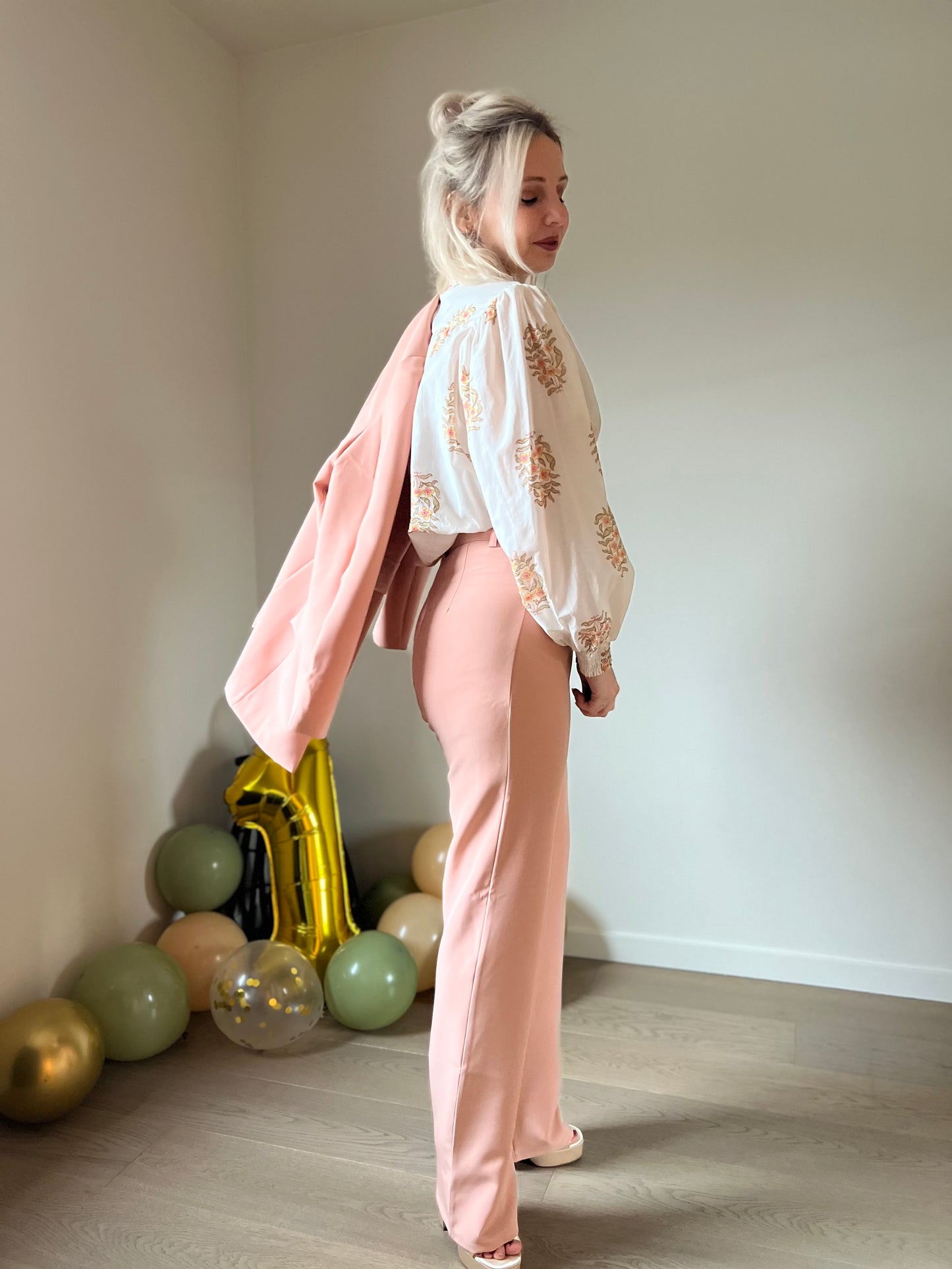 Peach blazer set