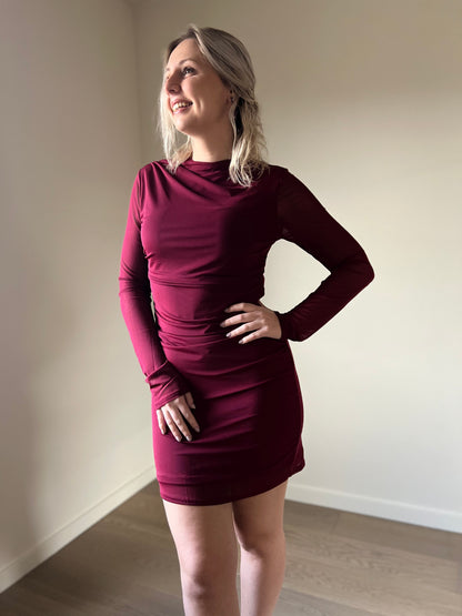 Burgundy mesh dress