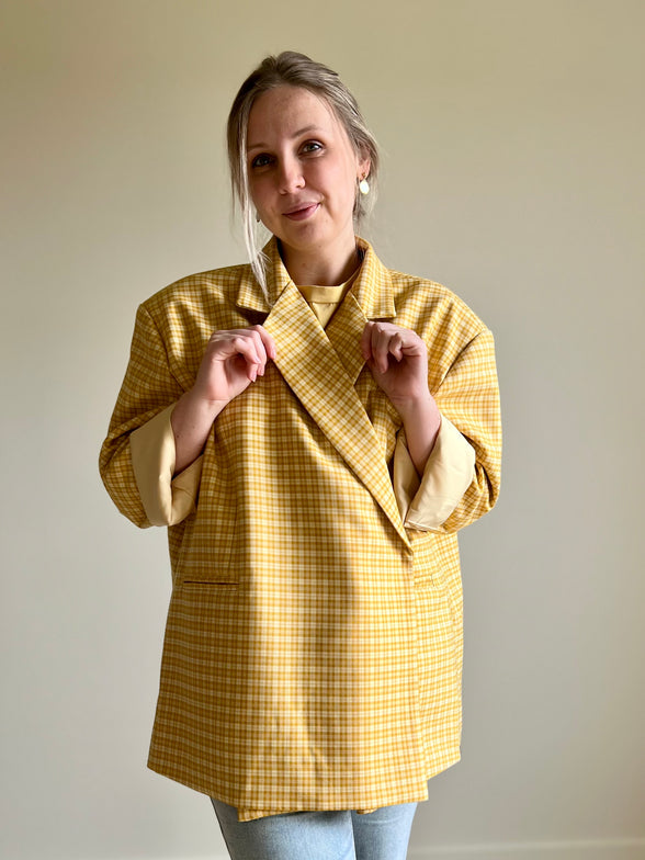 Oversized Checked Blazer yellow