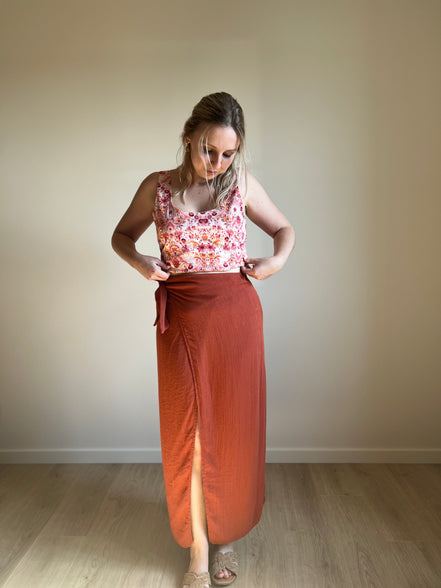 Wrap skirt - terracotta