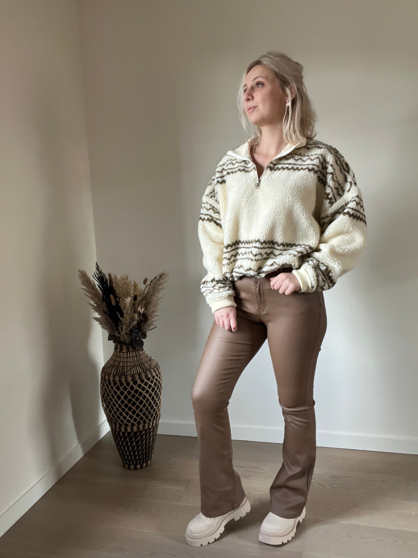 Amanda leren broek bruin