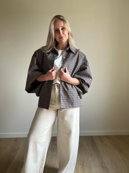 Checked jacket blue / beige