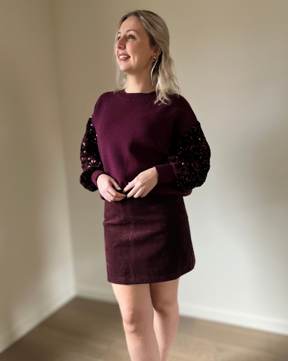 Suede skort burgundy