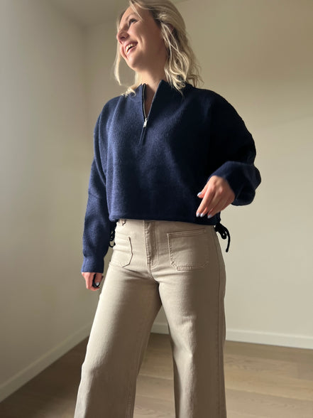 Cropped wijde broek beige