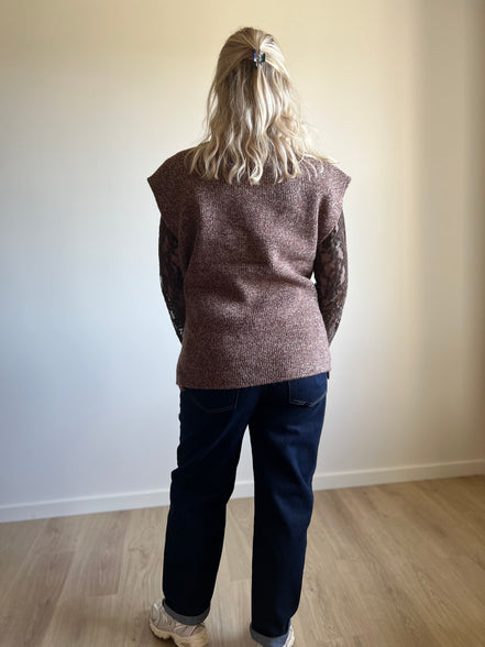 Tie-Side oversized knit brown