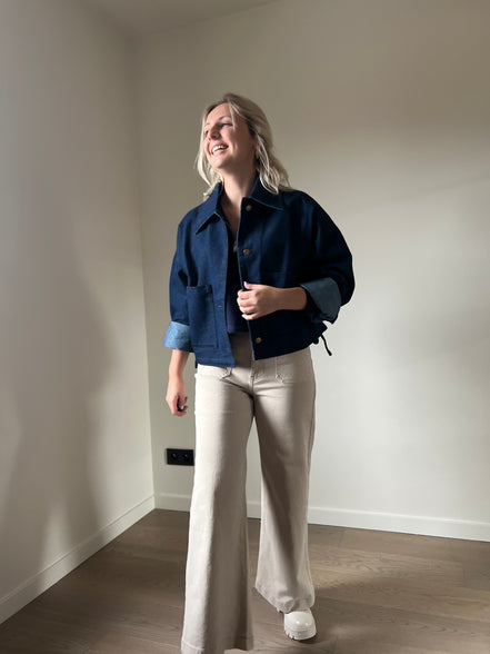 Cropped wijde broek beige