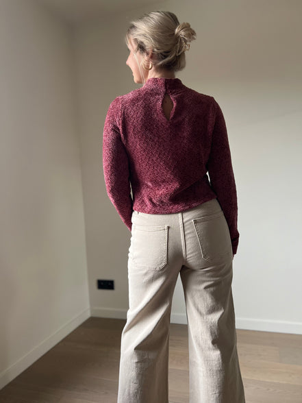 Cropped wijde broek beige