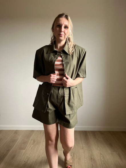 Striped rib tee - rust