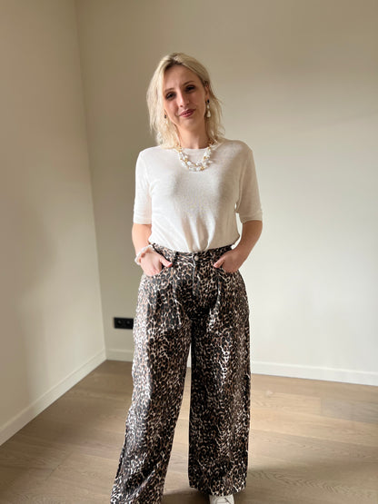 Leopard wide pants