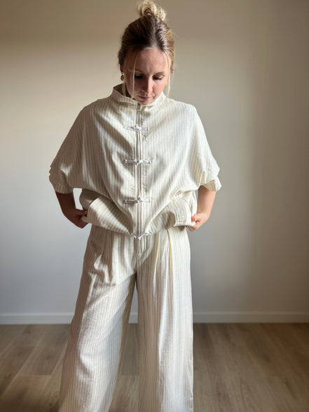 Kyoto Pinstripe Set – Cream
