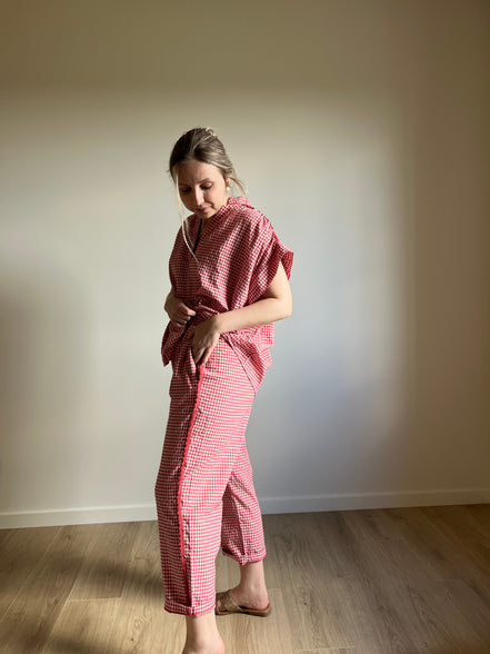 Vichy straight pants rosetto