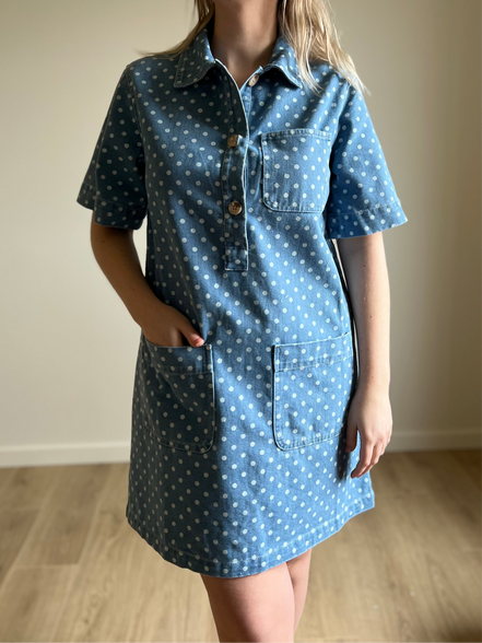 Polka dot jeansdress