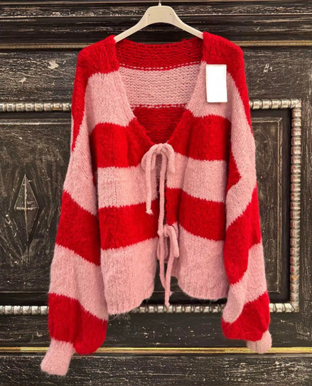 Striped gilet red / pink