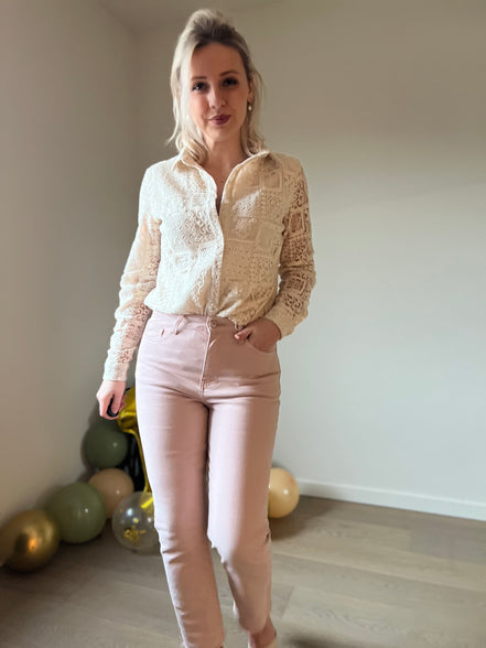Lace shirt beige