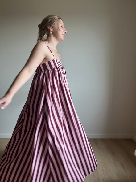Siena Stripe Maxi Dress burgundy/pink