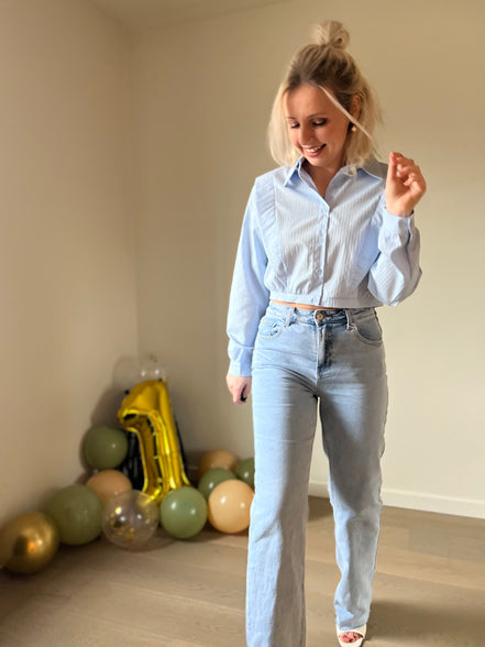 Blue cropped shirt