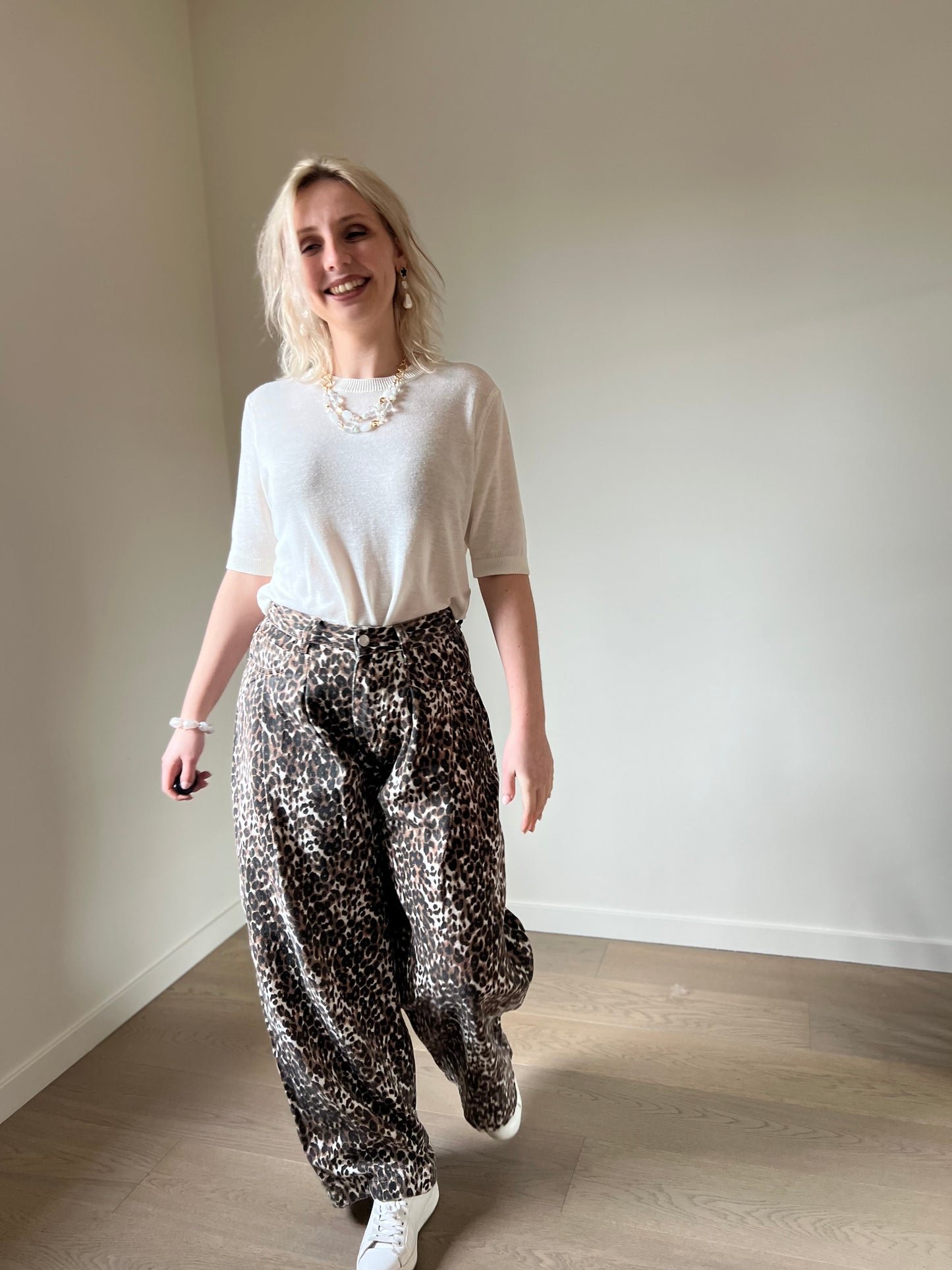 Leopard wide pants