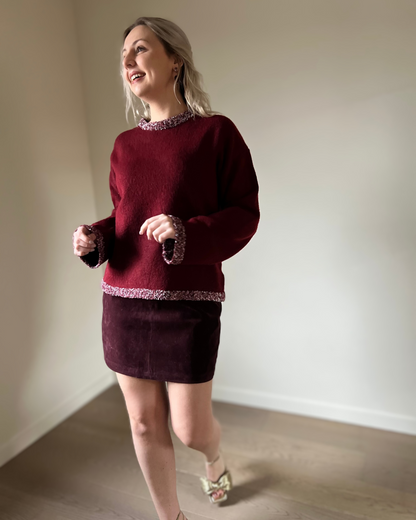 Suede skort burgundy