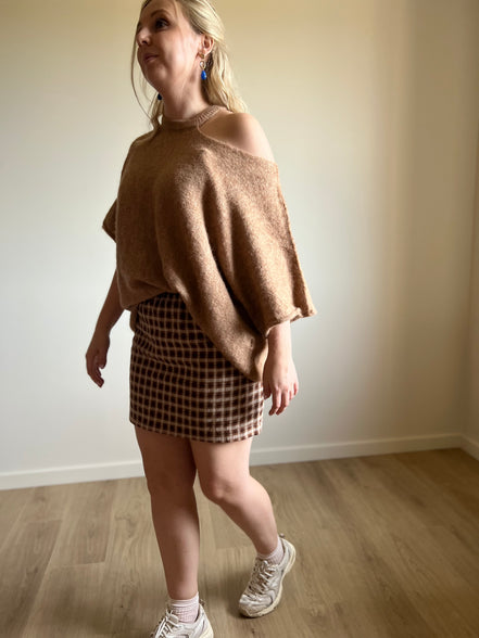 Alpaca knit top camel
