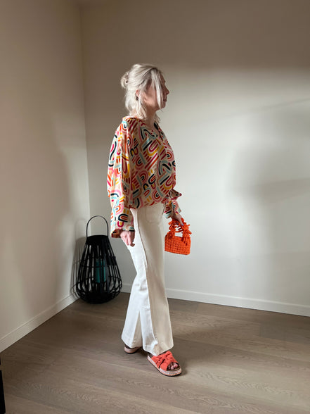 Louise cropped flaire broek ecru