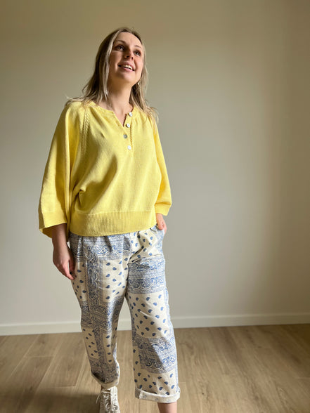 Paisley wide-leg pants blue
