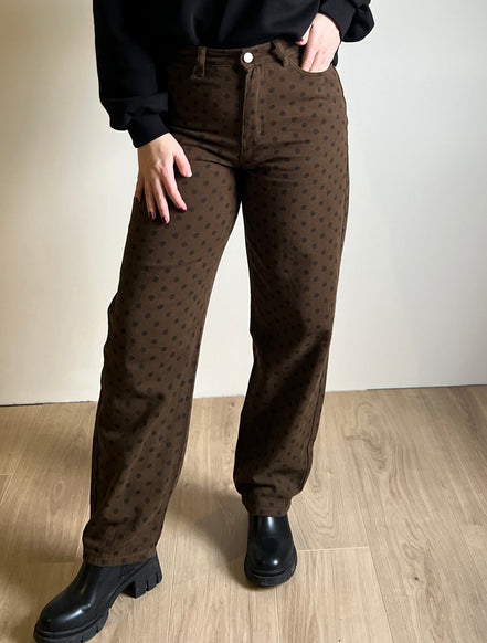 Polka dot brown pants