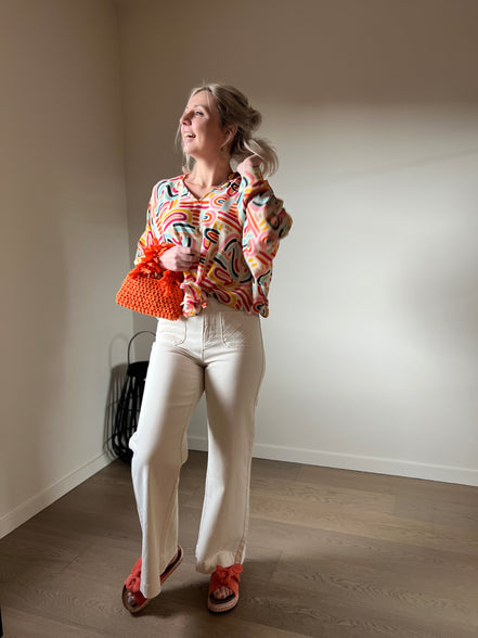 Louise cropped flaire broek ecru