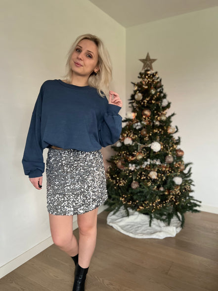 Paillettenrok grijs