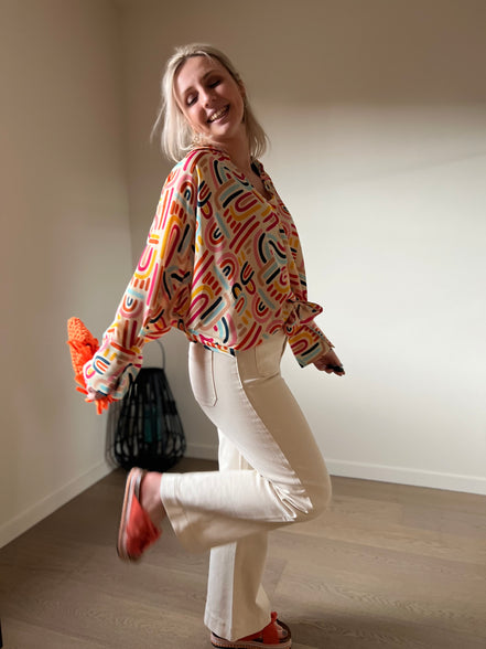 Louise cropped flaire broek ecru