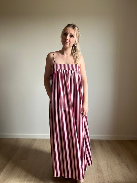 Siena Stripe Maxi Dress burgundy/pink