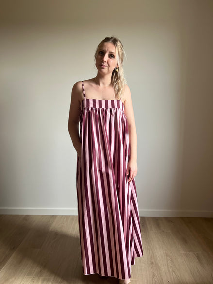 Siena Stripe Maxi Dress burgundy/pink