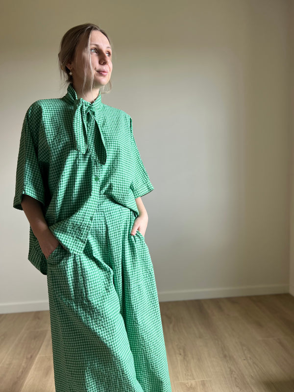 Vichy Bow Blouse green