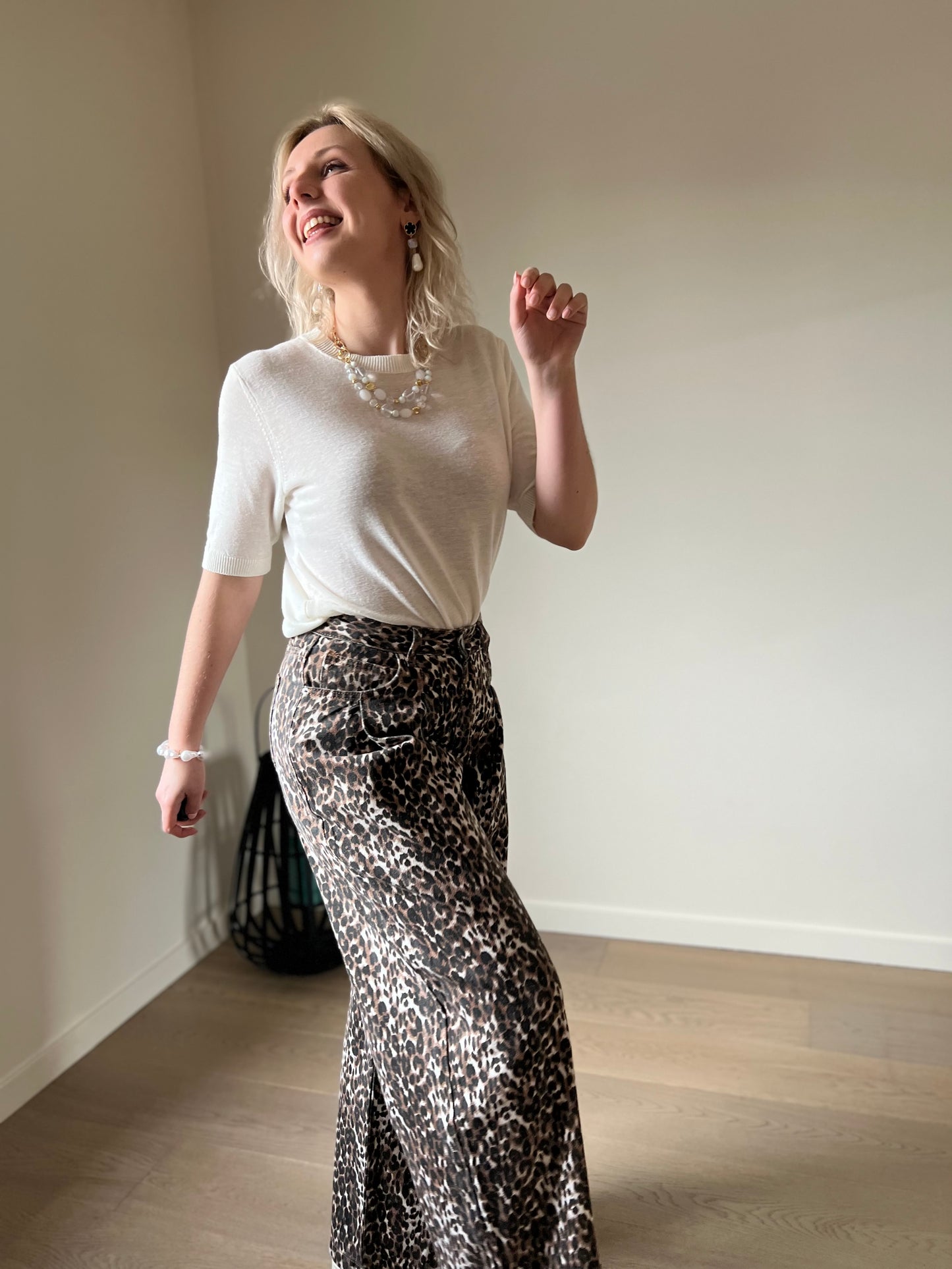 Leopard wide pants