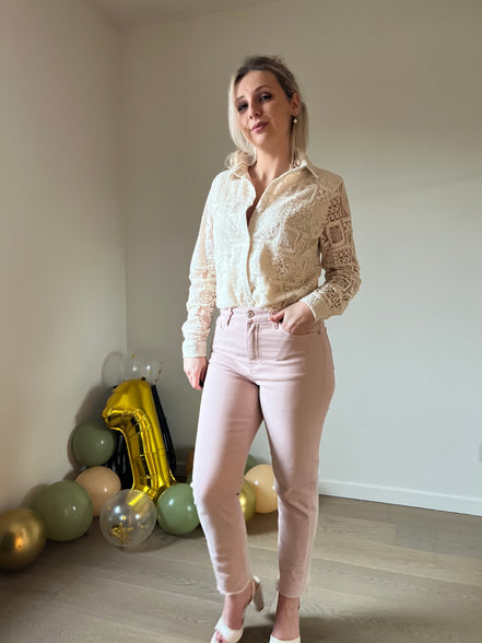 Lace shirt beige