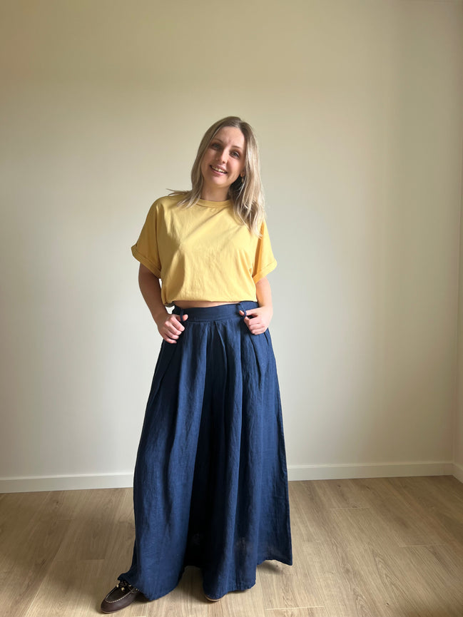 Wide linen pants marine